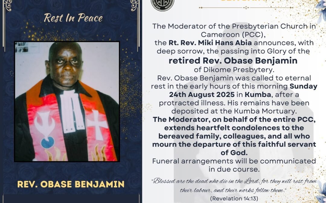 OBITUARY: RETIRED REV OBASE BENJAMIN
